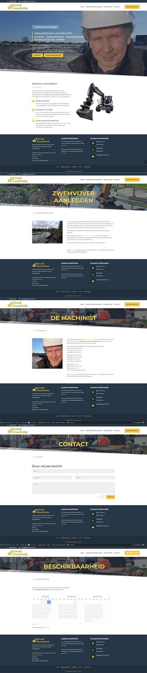 Schermafbeelding van de website Graafmachinist