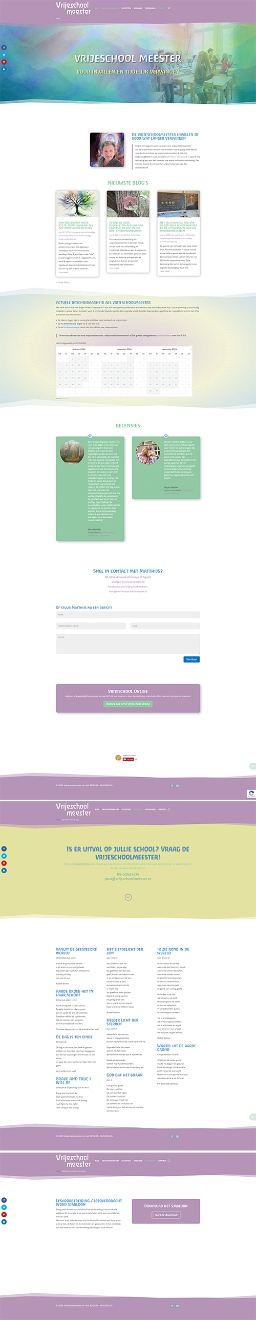 Schermafbeelding van de website Vrije Schoolmeester