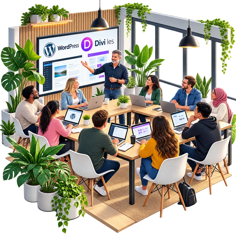 Een training WordPress Divi 5 met een kleine groep of individueel werken aan je eigen website.